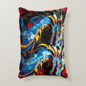 Schattigee kleurrijke drakenmozaïeken accent kussen (Voorkant(Verticaal))