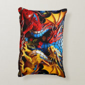 Schattigee kleurrijke drakenmozaïeken accent kussen (Achterkant (Verticaal))