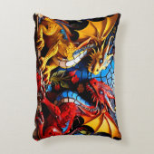 Schattigee kleurrijke drakenmozaïeken accent kussen (Voorkant(Verticaal))