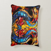 Schattigee kleurrijke drakenmozaïeken accent kussen (Achterkant (Verticaal))