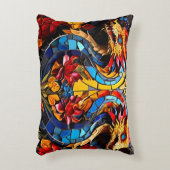 Schattigee kleurrijke drakenmozaïeken accent kussen (Voorkant(Verticaal))