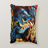 Schattigee kleurrijke drakenmozaïeken accent kussen (Achterkant (Verticaal))