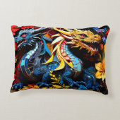 Schattigee kleurrijke drakenmozaïeken accent kussen (Achterkant)