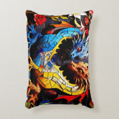 Schattigee kleurrijke drakenmozaïeken accent kussen (Voorkant(Verticaal))