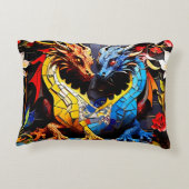 Schattigee kleurrijke drakenmozaïeken accent kussen (Achterkant)