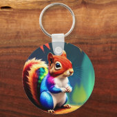 Schattigee Kleurrijke Eekhoorn Digitale Kunstwerk Sleutelhanger (Achterkant)