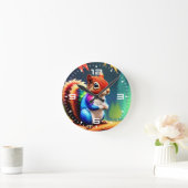 Schattigee Kleurrijke Eekhoorn Digitale Schilderij Ronde Klok (Huis)