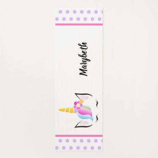 Schattigee kleurrijke eenhoorn kroonkop custom yogamat (Achterkant)