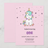 Schattigee kleurrijke eenhoorn | Pastel roze verja Kaart (Voorkant / Achterkant)