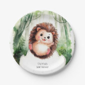 Schattigee kleurrijke egel verjaardag papieren bordje (Voorkant)