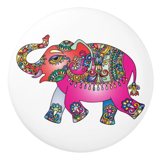 Schattigee Kleurrijke Elephant Kind Slaapkamer Dec Keramische Knop (Voorkant)