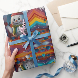 Schattigee Kleurrijke Feestelijke Kerstvakantie ve Cadeaupapier