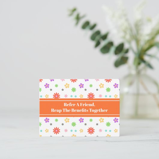 Schattigee kleurrijke flora naadloos patroon aanbevelingskaartje (Staand voorkant)