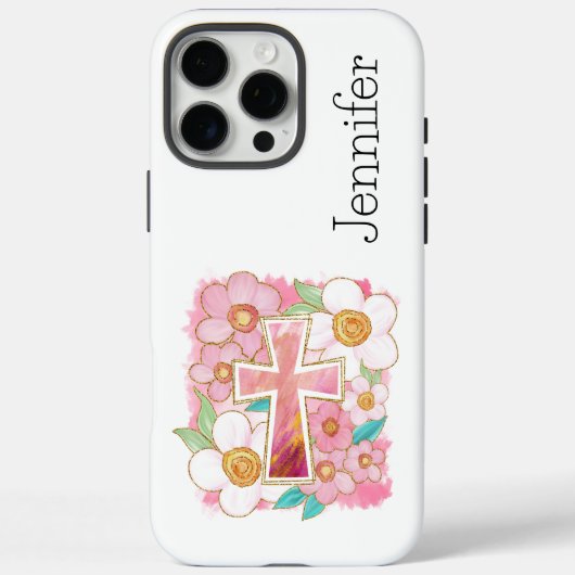 Schattigee kleurrijke Flower Faith Cross iPhone Case-Mate iPhone Case (Achterkant)