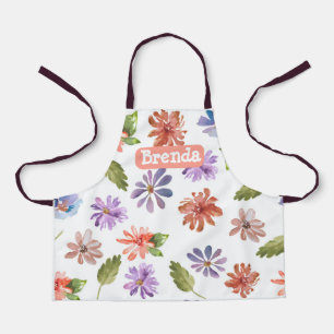 Schattigee kleurrijke Flowers All-Over Print Schor Schort