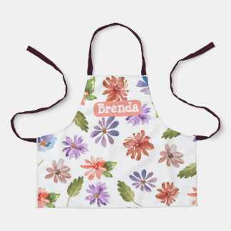 Schattigee kleurrijke Flowers All-Over Print Schor Schort