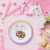 Schattigee kleurrijke Franse Macaron Cookies Water Papieren Bordje (Feest)