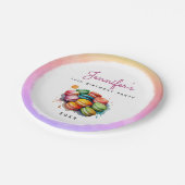 Schattigee kleurrijke Franse Macaron Cookies Water Papieren Bordje (Gekanteld)