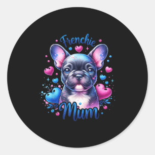 Schattigee Kleurrijke Frenchie Mum Franse Bulldog Ronde Sticker
