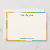 Schattigee kleurrijke geometrische rand Baby showe Bedankkaart (Voorkant)