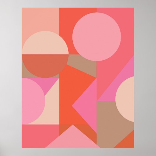Schattigee Kleurrijke Geometrische Vorm Roze Oranj Poster (Voorkant)