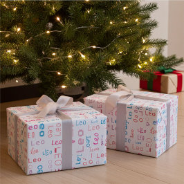 Schattigee kleurrijke Gepersonaliseerd Naam Gift W Cadeaupapier