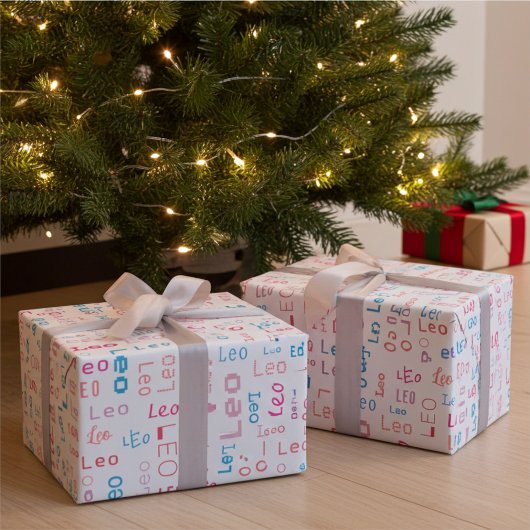 Schattigee kleurrijke Gepersonaliseerd Naam Gift W Cadeaupapier