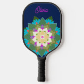 Schattigee kleurrijke gepersonaliseerde bloemige m pickleball paddle (Achterkant)