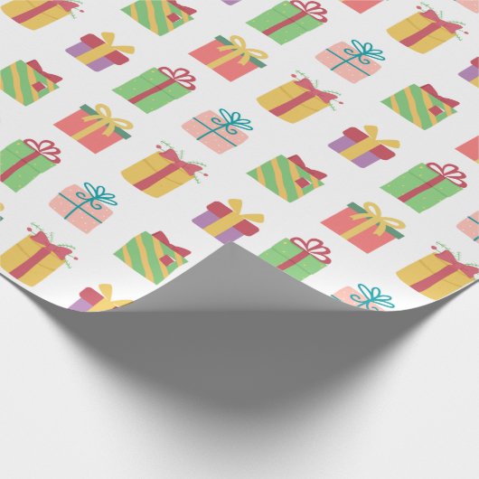 Schattigee kleurrijke geschenkdozen patroon cadeaupapier (Hoek)
