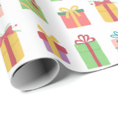 Schattigee kleurrijke geschenkdozen patroon cadeaupapier (Rol Hoek)