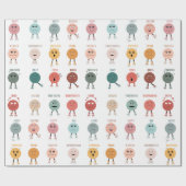 Schattigee kleurrijke gevoelsfacesgrafiek cadeaupapier (Vlak)