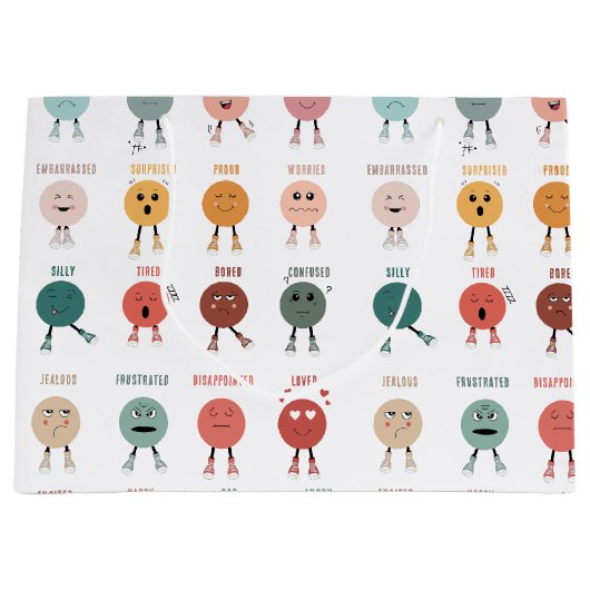 Schattigee kleurrijke gevoelsfacesgrafiek groot cadeauzakje (Voorkant)