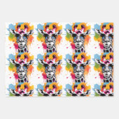 Schattigee kleurrijke Giraffa met zonnebril splash Inpakpapier Vel (Voorkant 2)
