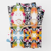 Schattigee kleurrijke Giraffa met zonnebril splash Inpakpapier Vel (In situ)