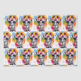 Schattigee kleurrijke Giraffa met zonnebril splash Tissuepapier