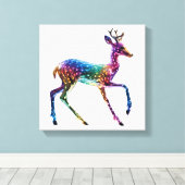 Schattigee Kleurrijke Giraffe Canvas Afdruk (Insitu (Houten vloer))