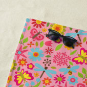 Schattigee kleurrijke Girly Monogram Voornaam Kind Strandlaken (In situ)