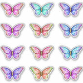 Schattigee kleurrijke Glazen in lood vlinders Sticker (Voorkant)
