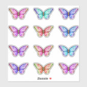 Schattigee kleurrijke Glazen in lood vlinders Sticker (Vel)