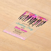 Schattigee kleurrijke glitter druppels verjaardag  acryl uitnodigingen (Laagn)