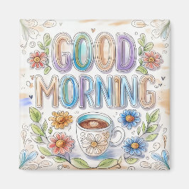 Schattigee Kleurrijke Goedemorgen Koelkast Magneet