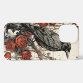 Schattigee Kleurrijke Gotische Raven & Red Rose iPhone Hoesje (Achterkant horizontaal)