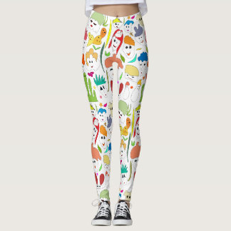 Schattigee kleurrijke grappige gezichten leggings
