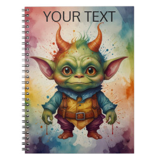 Schattigee kleurrijke grappige kleine goblin notitieboek