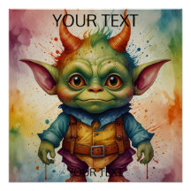 Schattigee kleurrijke grappige kleine goblin