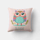 Schattigee kleurrijke grillige Baby Uil Kussen (Achterkant)