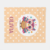 Schattigee kleurrijke grillige uil fleece deken (Voorkant (Horizontaal))