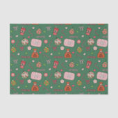 Schattigee kleurrijke groene retro kerst tissuepapier (Voorkant)