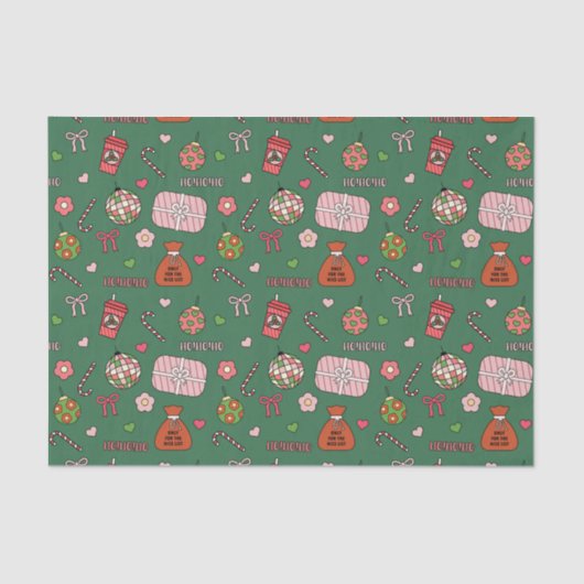 Schattigee kleurrijke groene retro kerst tissuepapier (Voorkant)