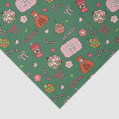 Schattigee kleurrijke groene retro kerst tissuepapier (Detail)